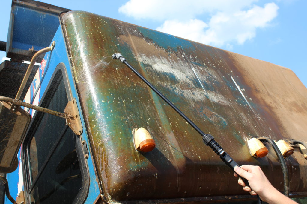 Blue Truck Washed with Rust Buster